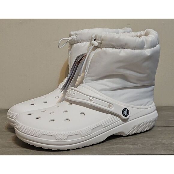 NWT Crocs Boots Mens Neo Puff Size 10 White Insulated Warm Fleece New‎ 206630 - Picture 1 of 10